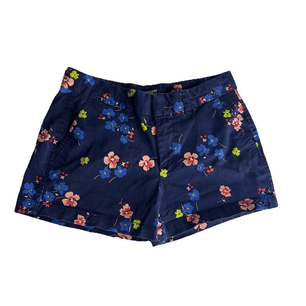 Khakis‎ by Gap City 3 inch Short Size 2 Navy Blue with Floral Print